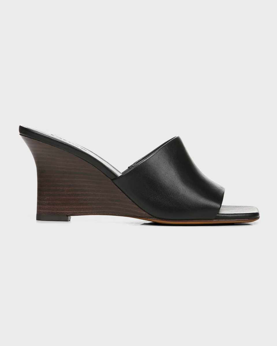 Pia Leather Wedge Sandals